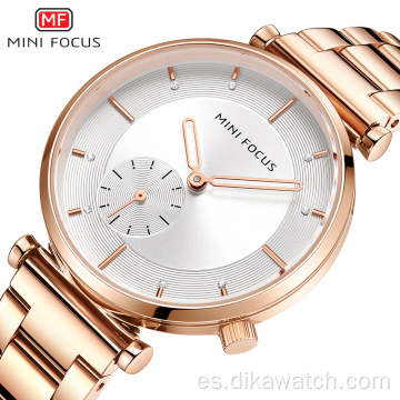 MINI FOCUS Relojes para mujer Reloj de pulsera de cuarzo en oro rosa